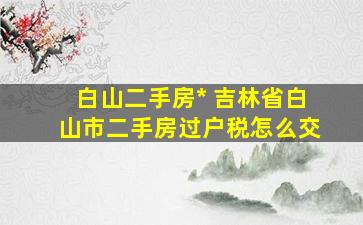 白山二手房出售 吉林省白山市二手房过户税怎么交